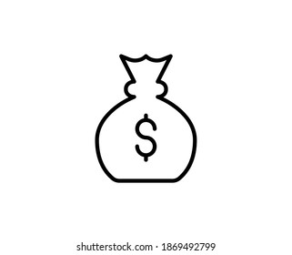 Money bag line icon. Vector symbol in trendy flat style on white background. Web sing for design.