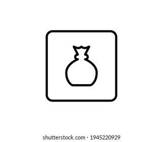 Icono de la línea de la bolsa de dinero. Símbolo vectorial en estilo plano y a la moda sobre fondo blanco. Canto web para diseño.