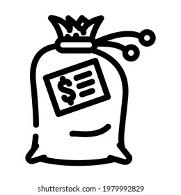 money bag line icon vector. money bag sign. isolated contour symbol black illustration