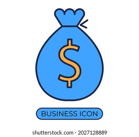 Money bag line icon vector illustration concept.