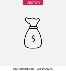 money bag line icon, vector flat simple trendy style illustration for web and app.