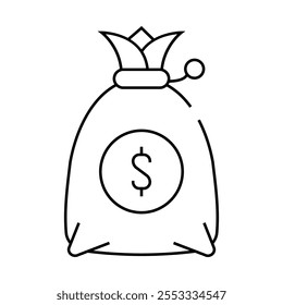 money bag line icon vector. money bag sign. isolated contour symbol black illustration