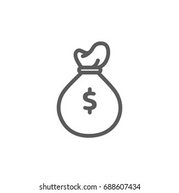 Money bag line icon, Vector on white background