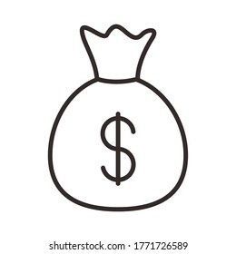 money bag line style icon vector illustration design