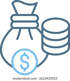 Money bag Line Two Colour Icon