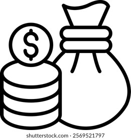 Money bag Line Vector Icon Design