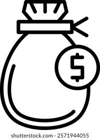 Money Bag Line Vector Icon Design