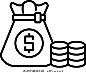 Money bag Line vector Icon Design