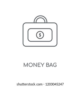 Money bag linear icon. Money bag concept stroke symbol design. Thin graphic elements vector illustration, outline pattern on a white background, eps 10.