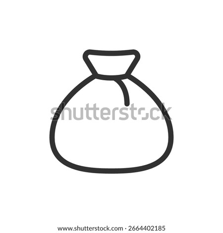 Money bag, linear icon. Wealth, cash reserve, or profit. Line with editable stroke.
