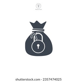 Money Bag with Lock. Ransom icon symbol vector illustration isolated on white background