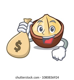 With money bag macadamia character cartoon style