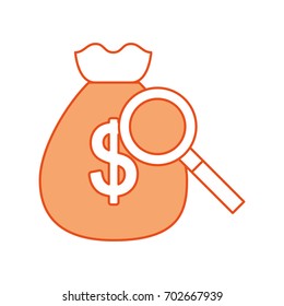 money bag with magnifying glass
