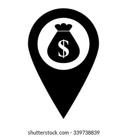 Money bag - map pointer vector icon