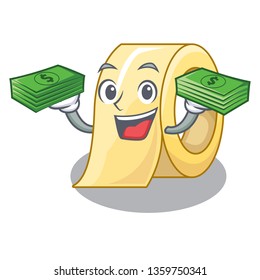 With money bag masking tape isolated with the mascot