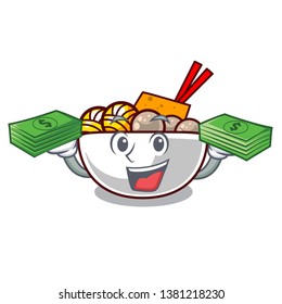 With money bag meatball isolated with in the character