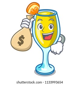 With money bag mimosa character cartoon style