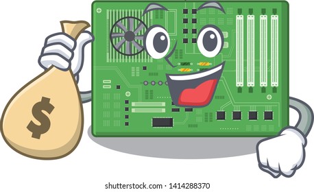 With money bag motherboard isolated with in the characater