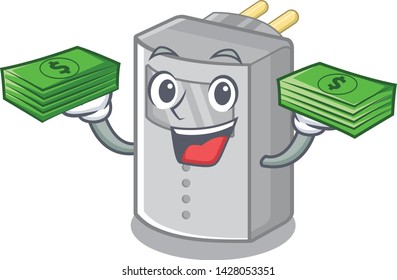 With money bag motion sensor isolated with the mascot