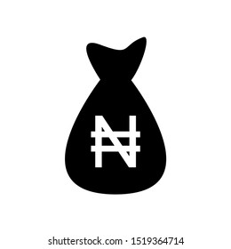 Money bag Nigerian Naira vector icon