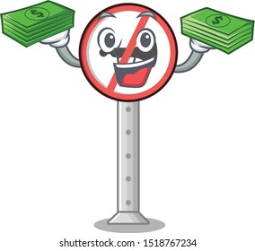With money bag no honking on the cartoon roadside