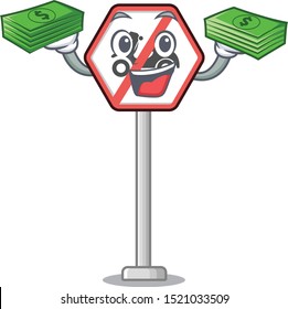 With money bag no motorcycles on the cartoon roadside