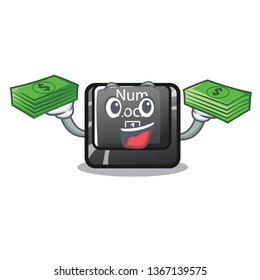 With money bag num lock installed on cartoon computer