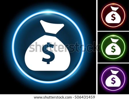 Money Bag On Glow Round Button Stock Vector Royalty Free - 