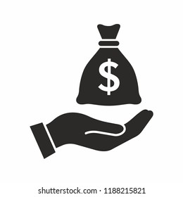 Money Bag On Hand Vector Icon