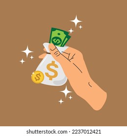 money bag on hand vector design