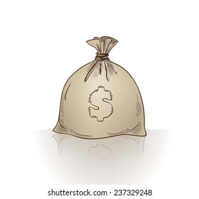 money bag on a white background handmade