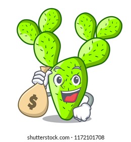 With money bag opuntia cactus isolated on character cartoon