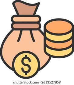 Money bag Outline Filled Style Icon