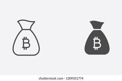 Money bag outline and filled vector icon sign symbol