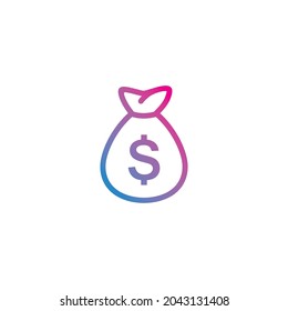 Money bag outline gradient icon vector