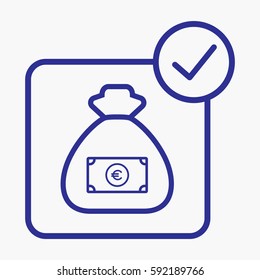 Money Bag Outline Icon. Symbol Vector Isolated Graphic Blue Color