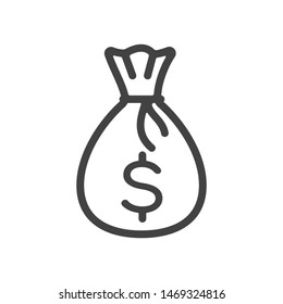 Money bag outline icon. Vector illustration.