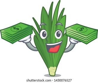 With money bag pandan leaves in the cartoon shape