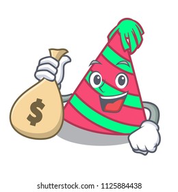 With money bag party hat character cartoon