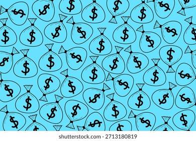 Money Bag Pattern in Outline Style for Financial Branding