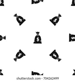 Money bag pattern repeat seamless in black color for any design. Vector geometric illustration