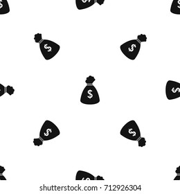 Money bag pattern repeat seamless in black color for any design. Vector geometric illustration