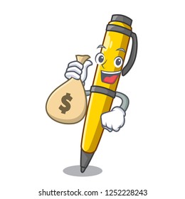 With money bag Pen shape that on a cartoon
