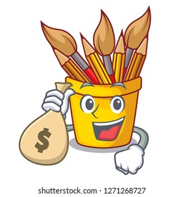 With money bag pencil pot shape on the cartoon