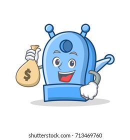 With money bag pencil sharpener character cartoon