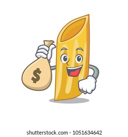With money bag penne pasta character cartoon