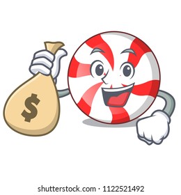 With money bag peppermint candy character cartoon