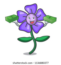 With money bag periwinkle flower mascot cartoon