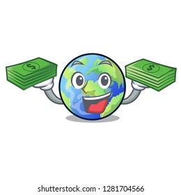 With money bag picture of the cartoon langait earth