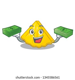 With money bag pineapple slice in a cartoon fridge